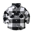 thumbnail image 1 of MQLKF Kids Toddler Flannel Jacket Plaid Long Sleeve Lapel Button Down Shacket Baby Boys Girls Shirt Top Coat Outwear Fashion Leisure Baby Tops, 1 of 5