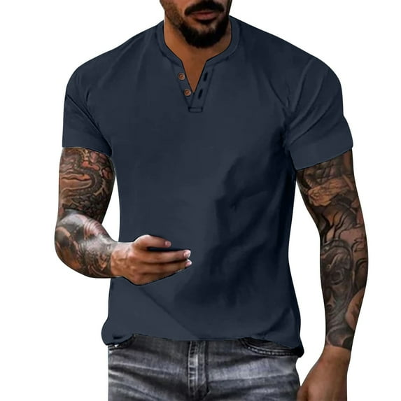 MQLKF Men Summer Casual Shirt Blouse Blouse Short Sleeve Turn Down Collar Button Fashion Shirt Top Fashionable Men's Top