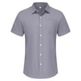 thumbnail image 1 of MQLKF Men's Button Sleeved Business Solid Color Casual Men's Imitation Cotton Linen Short Sleeved Lapel Men's Shirt Leisure Fashionable Handsome Men's Shirt, 1 of 8