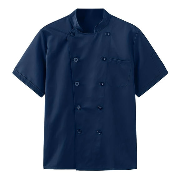 MQLKF Men's Catering Chef Workwear Chef Suit Short Sleeve Top Cardigan Shirt Fashionable Breathable Men's Tops