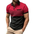thumbnail image 1 of MQLKF Men's Four Seasons Leisure Fashion Stripe Contrast Design Lapel Button Long Sleeve Tops Breathable Comfortable Handsome Men's Polo Shirt, 1 of 4