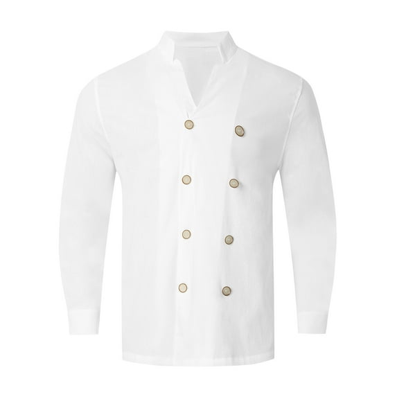 MQLKF Men's Large Size Double Shirt Home Leisure Fashion Stand Up Shirt Fashionable Handsome Breathable Men's Shirt Top