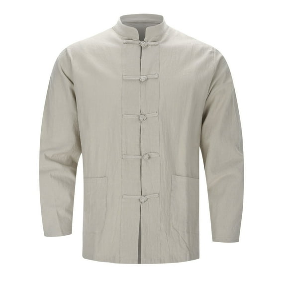 MQLKF Men's Linen Japanese Traditional Clothing Tang Suit Long Sleeve Shirt For Men Clothing Fashionable Breathable Men's Tops
