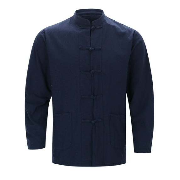 MQLKF Men's Linen Japanese Traditional Clothing Tang Suit Long Sleeve Shirt For Men Clothing Fashionable Comfortable Men's Cardigan