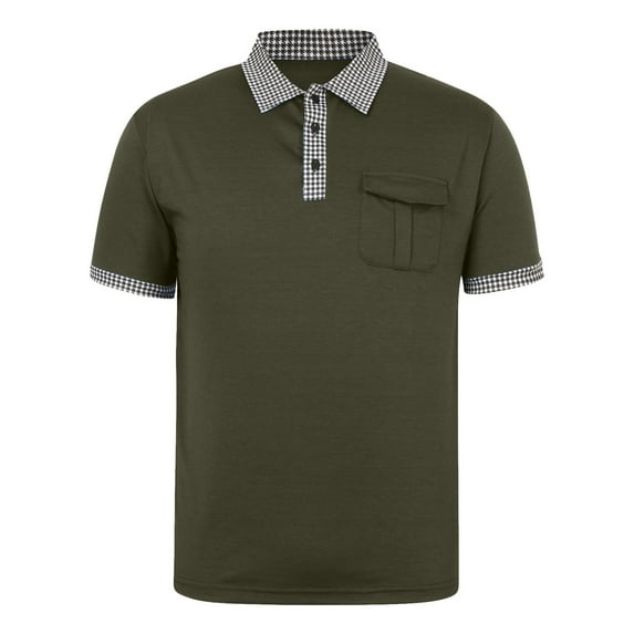 MQLKF Men's Short Sleeved Shirt Casual Pocket Stitching Button Shirt Stylish Breathable Comfortable Breathable Handsome Men's Polo Shirt