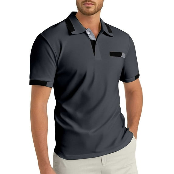 MQLKF Men's Spring And Summer Fashion Stand Collar Short Sleeve T Shirt Comfortable Slim Top Fashionable Cozy Men's Tops