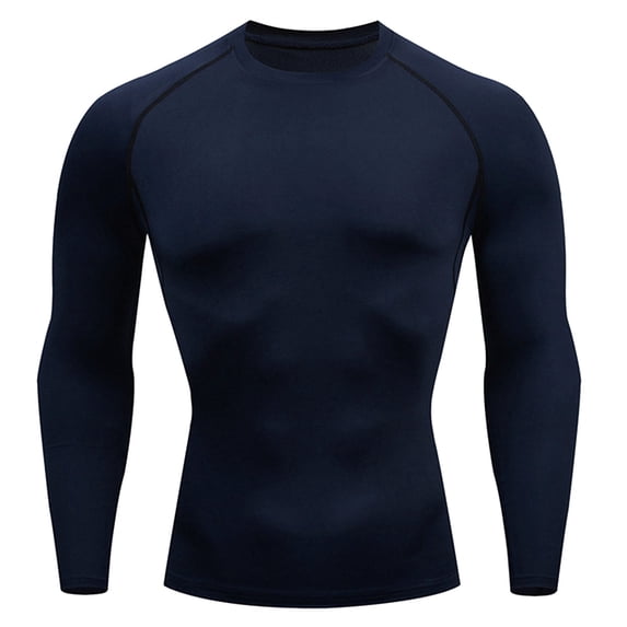 MQLKF Mens Fitness Long Sleeve Running Sports T Shirt Men Thermal Muscle Athletic Gym Compression Clothes Fashionable Men's Top