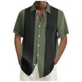 thumbnail image 1 of MQLKF Mens Vintage Bowling Shirts 1950s Casual Short Sleeve Button Up Contrast Shirt Summer Color Block Cuban Shirts Fashionable Handsome Breathable Men's Shirt Top, 1 of 4