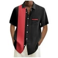 thumbnail image 1 of MQLKF Mens Vintage Bowling Shirts 1950s Casual Short Sleeve Button Up Contrast Shirt Summer Color Block Cuban Shirts Leisure Fashionable Handsome Men's Shirt, 1 of 4