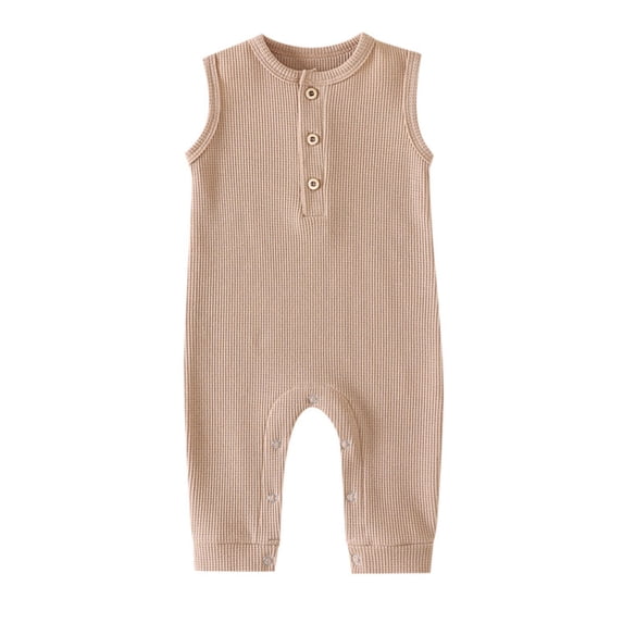 MQLKF Newborn Baby Boy Girl Sleeveless Romper Clothes Solid Infant Unisex Knitted Bodysuit Jumpsuits Cute Comfortable Infant Clothes