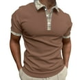 thumbnail image 1 of MQLKF Summer New Casual Men's Short Sleeved Shirt Solid Color Three Button Men's Shoulder Shirt Breathable Comfortable Handsome Men's Polo Shirt, 1 of 4