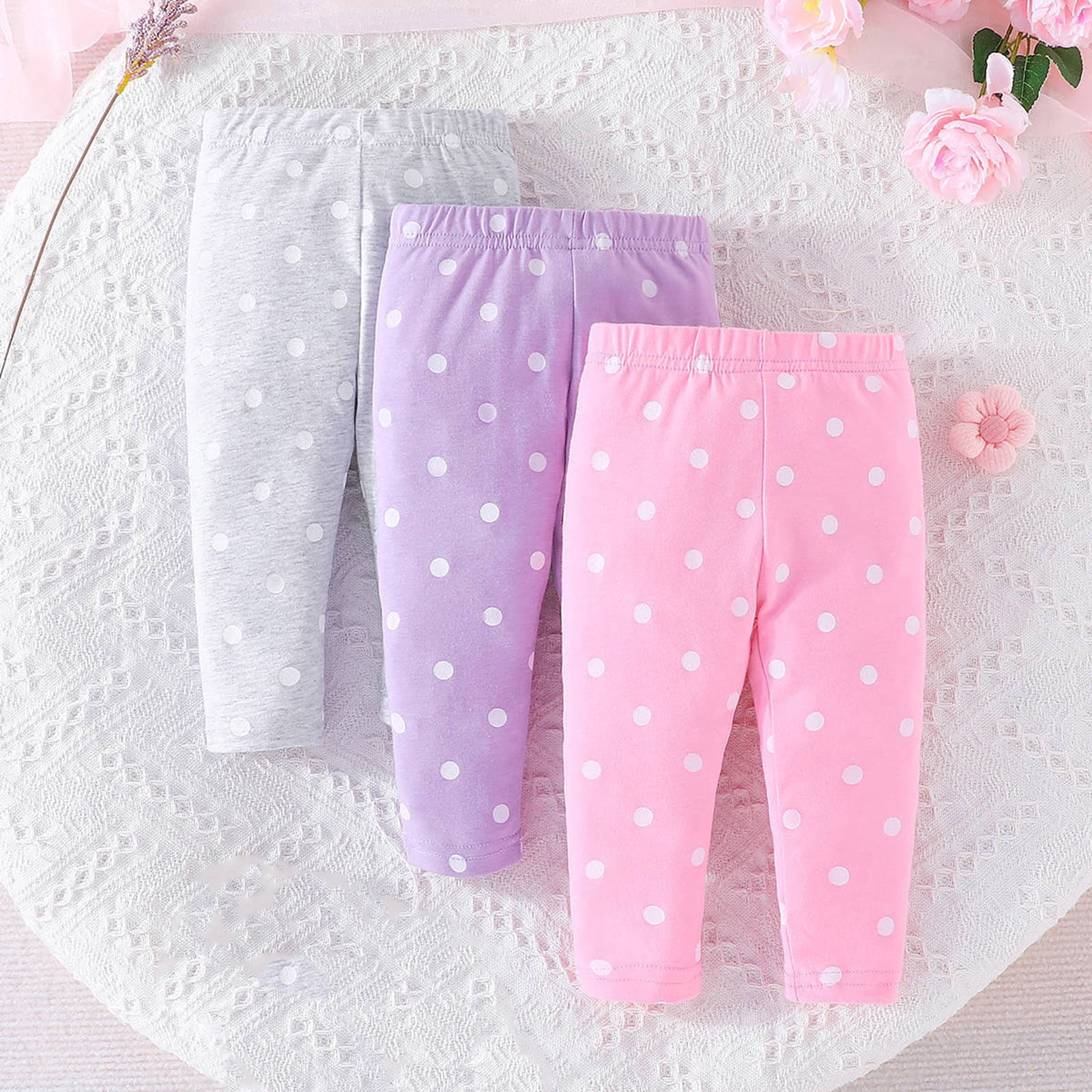 Arrival Baby Kids Girls Dots Pattern Lace Trim Pants