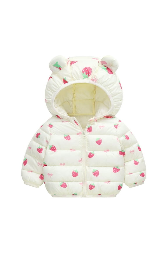 Toddler Boys Girls Long Sleeve Winter Warm Outwear Jacket Coat Cartoon Bear Cartoon Rabbit Dog Strawberry Leisure Daily Cute Outerwear