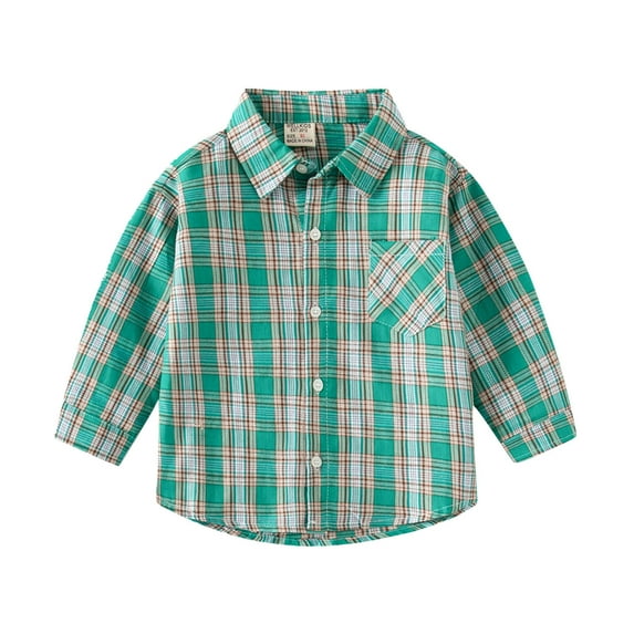 MQLKF Toddler Boys Long Sleeve Fashion Plaid Shirt Tops Coat Outwear For Boys Clothing Fashion Leisure Baby Tops