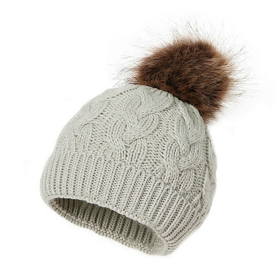 MQLKF Toddler Winter Skiing Hat For Baby Girl Boy Knitted Warm Skiing Caps Pompom Kids Hat 0 24 Months