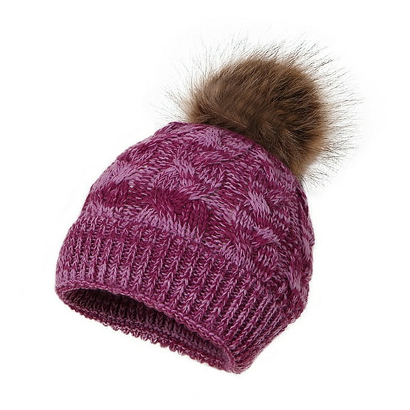 MQLKF Toddler Winter Skiing Hat For Baby Girl Boy Knitted Warm Skiing Caps Pompom Kids Hat 0 24 Months