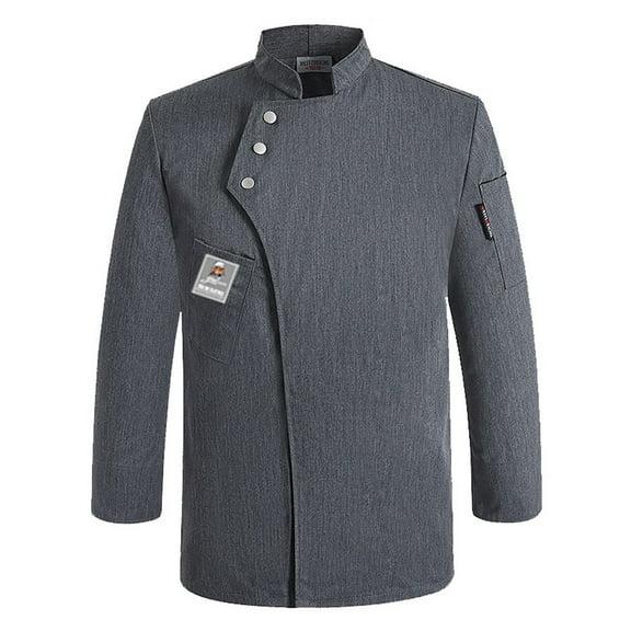MQLKF Unisex Men's Long Sleeve Chef Coat Jacket Women Kitchen Restaurant Cooking Work Chef Uniformss Shirt Tops Fashionable Breathable Men's Tops