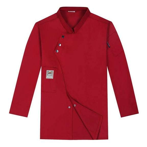 MQLKF Unisex Men's Long Sleeve Chef Coat Jacket Women Kitchen Restaurant Cooking Work Chef Uniformss Shirt Tops Fashionable Breathable Men's Tops
