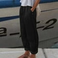 thumbnail image 1 of MQLKF Women High Waisted Wide Leg Pants Fashion Drawstring Elastic Trousers Comfy Straight Leg Long Pants With Pockets Soft Casual Women's Streetwear, 1 of 6