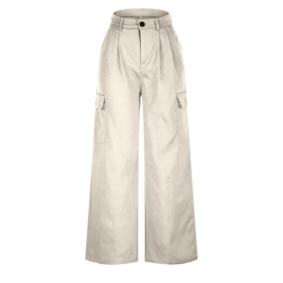 MQLKF Women's Fashion Loose Wide Leg Pants Solid Color High Waist Versatile Casual Pants Fashionable Loose Casual Women's Trousers