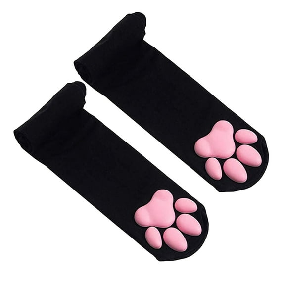 MQLKF Women's Thigh High Socks Cute Pink Cat Paw Pad Socks Overknee Warm Socks Sexy Elegant Breathable Women Nightwear