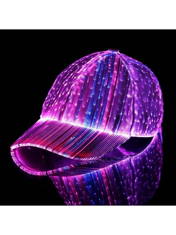 Seven colours New LED fibre-optic light-up cap Bar-hopping glow-in-the-dark baseball cap Hip-hop couple's flashing cap