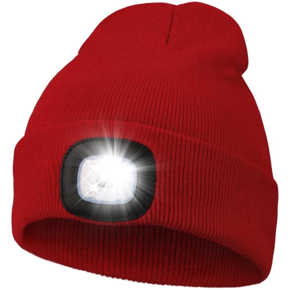 MQOUO Unisex Hat with Light, USB Rechargeable Hands Free Headlamp LED Beanie, Winter Gifts for Men Dad Father Husband Him