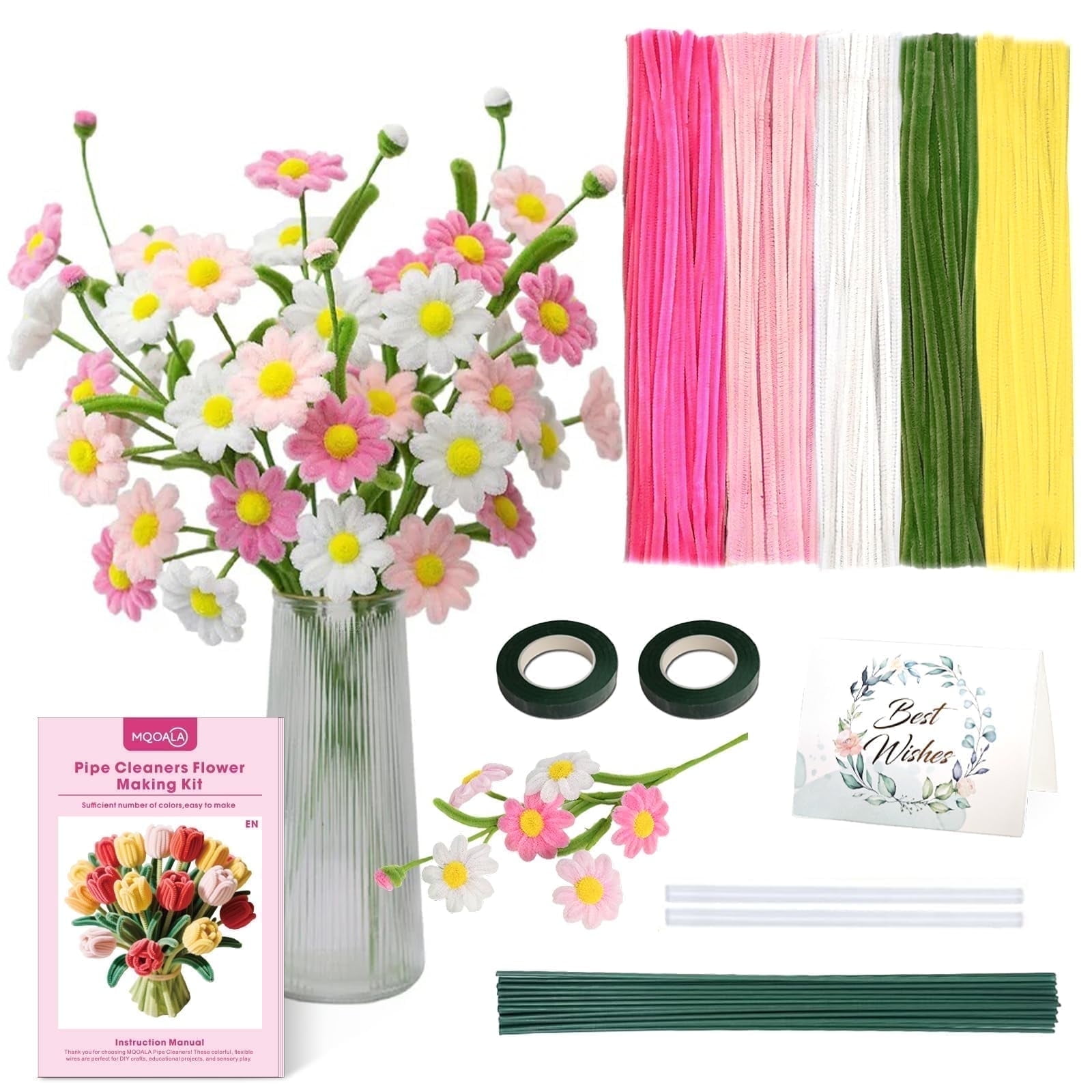 MQUPIN 300 Piece Pipe Cleaner Flower Set With Instruction