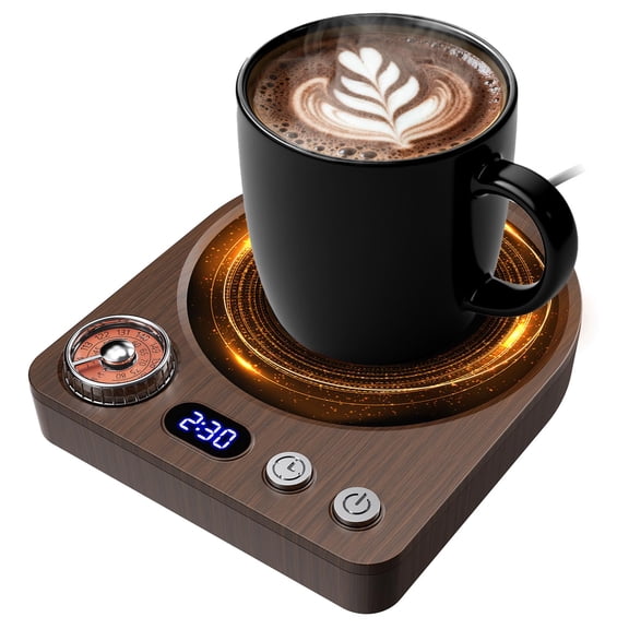 MQUPIN Mug Warmer,36W Coffee Mug Warmer for Desk with 9 Temp Settings,0.5-9H Timer & Memory Function,Smart Electric Beverage Warmer for Coffee, Tea,Milk,Candle, Wood