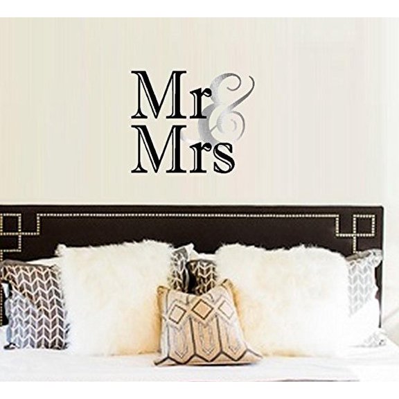 MR. AND MRS. ~ Wall or Window Decal 13" x 18" (Black/Silver)