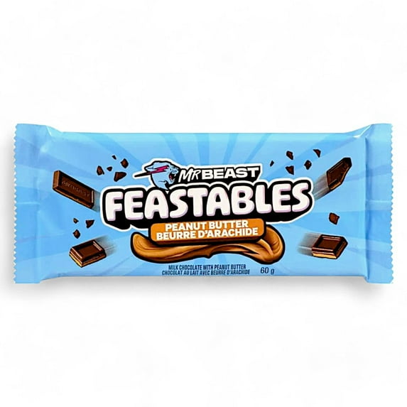 MR BEAST FEASTABLES Peanut Butter Milk Chocolate Bar, 60g/2.1 oz. Bar