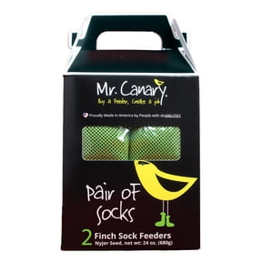 Mr. Canary 'Pair of Socks' Finch Sock Feeders, 12oz Nyjer Seed Each (2 pack)