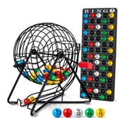 MR CHIPS 11 Inch Tall Professional Bingo Set with Steel Bingo Cage, Everlasting 7/8 Inch Bingo Balls, Master Board for Bingo Balls - Mysterious Black