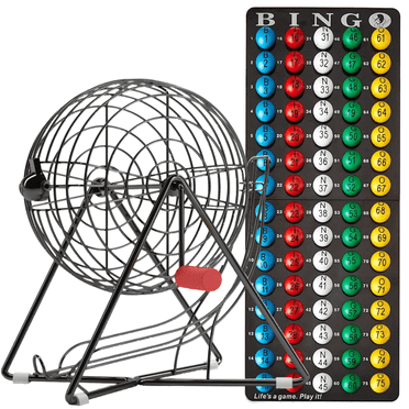 MR CHIPS 11 Inch Tall Professional Bingo Set with Steel Bingo Cage, Everlasting 7/8 Inch Bingo Balls, Master Board for Bingo Balls - Mysterious Black