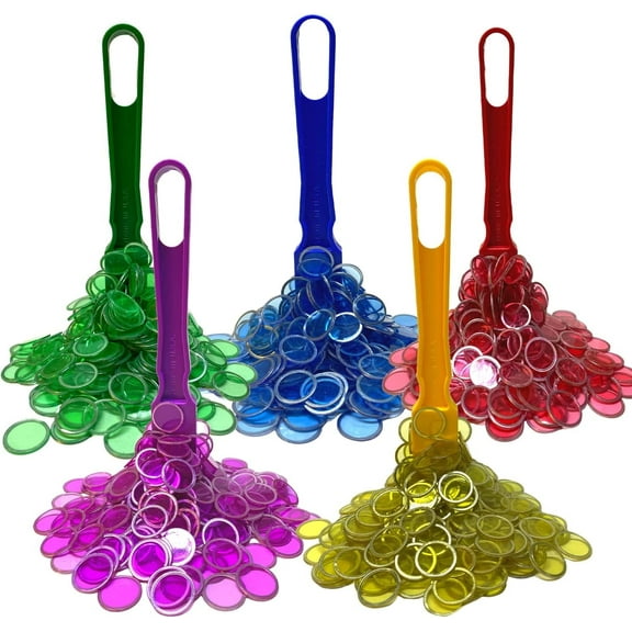 MR CHIPS 5 Magnetic Wands, 5 Bags of 100 Magnetic Bingo Chips, 5 Colors, Ages 6+