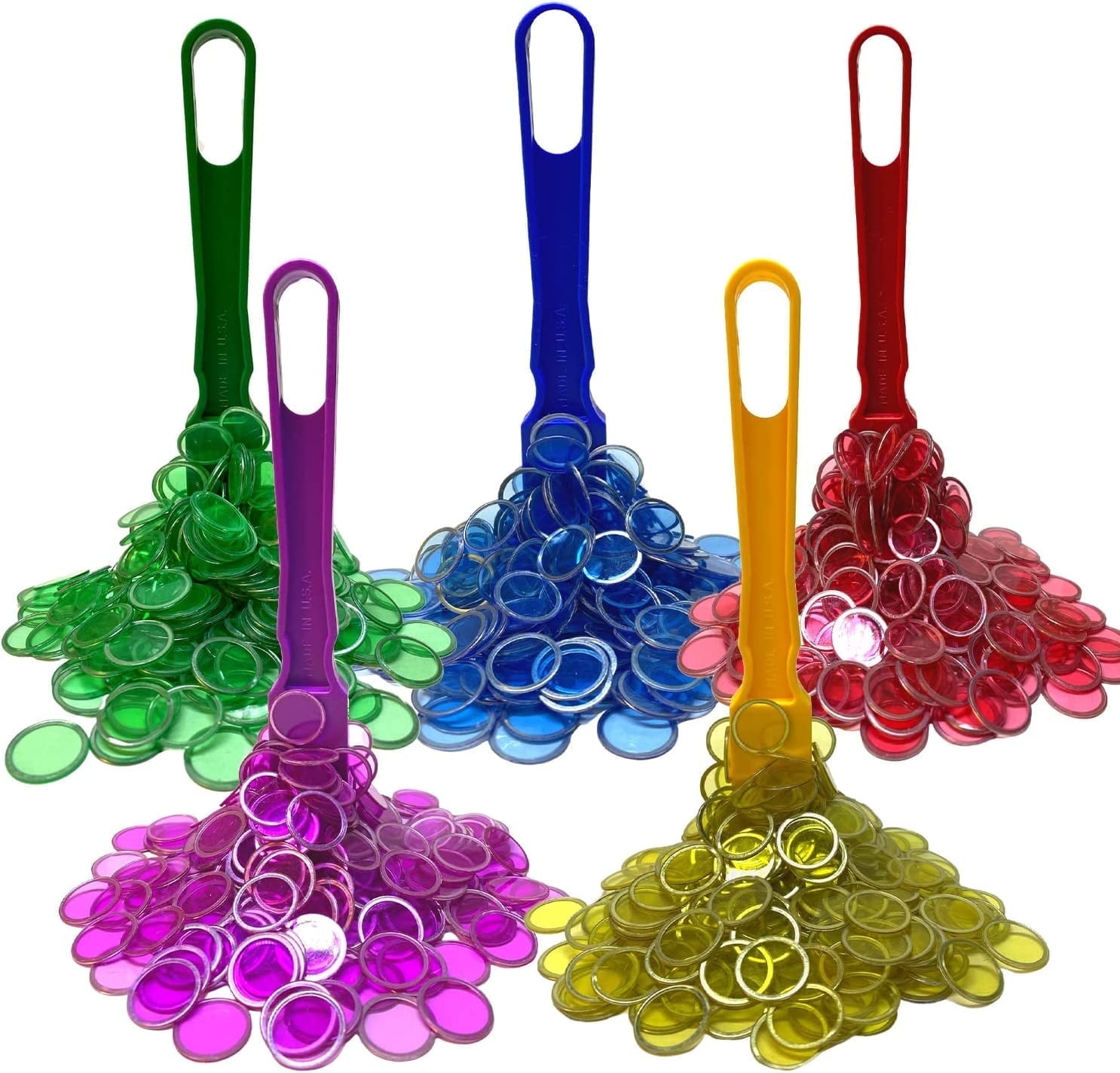 MR CHIPS 5 Magnetic Wands, 5 Bags of 100 Magnetic Bingo Chips, 5 Colors, Ages 6+