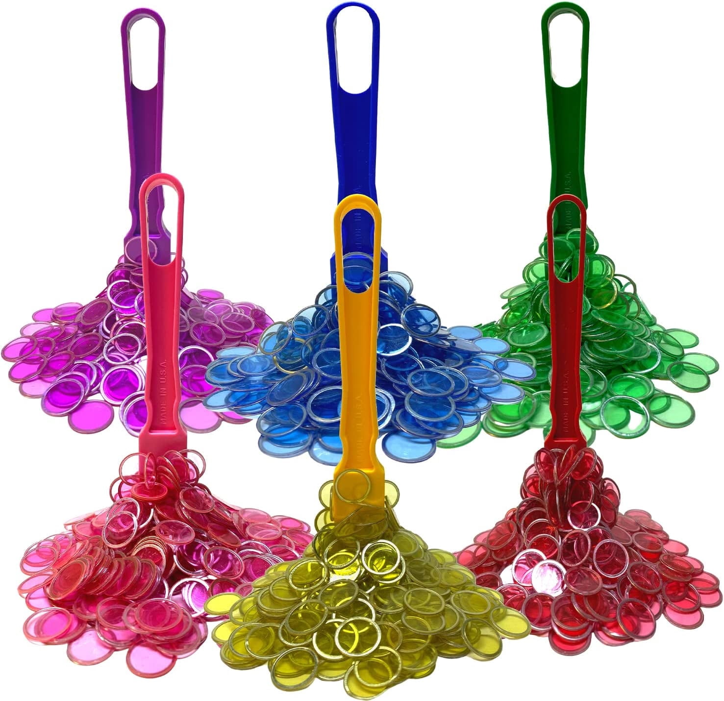 MR CHIPS 6 Magnetic Wands, 6 Bags of 100 Magnetic Bingo Chips, 6 Colors, Ages 6+