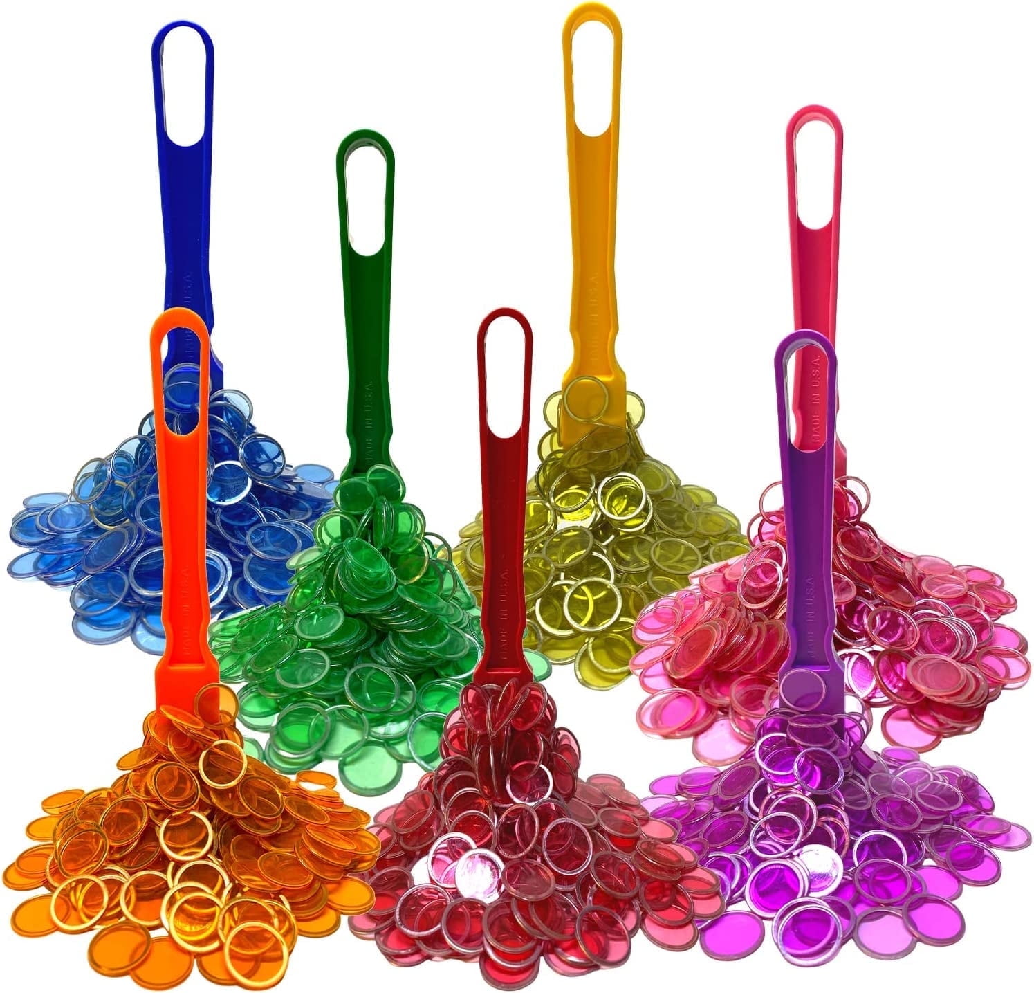 MR CHIPS 7 Magnetic Wands, 7 Bags of 100 Magnetic Bingo Chips, 7 Colors, Ages 6+