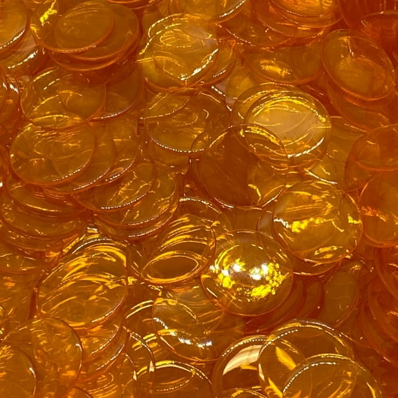 MR Chips Bingo Chips 3/4 inch Size - 50,000 Mega Bulk Bingo Counters for Classroom Activities & Board Games, Transparent Amber Color