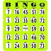 MR CHIPS Jam-Proof Easy-Read Large Print Fingertip Bingo Cards with Sliding Windows — Green, 10 Pack — for Seniors, Nursing Homes & Large Groups