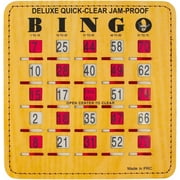 MR CHIPS Jam-Proof Easy-Read Quick-Clear Deluxe Fingertip Slide Bingo Cards with Sliding Windows - 10 Pack in Woodgrain Style
