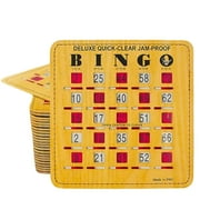 MR CHIPS Jam-Proof Easy-Read Quick-Clear Deluxe Fingertip Slide Bingo Cards with Sliding Windows - 10 Pack in Woodgrain Style