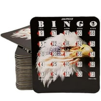 MR CHIPS Jam-Proof Fingertip Slide Bingo Cards with Sliding Windows - 50 Pack in Stars and Stripes Style