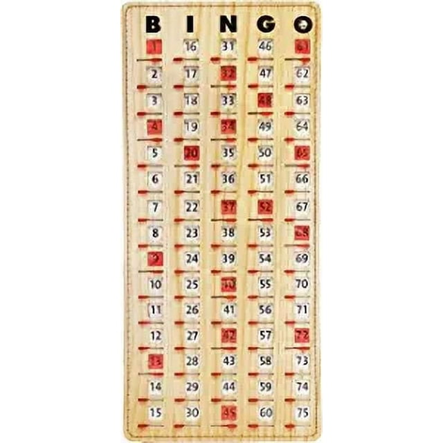 MR CHIPS Jam-Proof Master Board Bingo Cards Slide Shutter - Deluxe - Stitched Borders - Tan Wood Grain Style - 14.75" H x 6.75" W