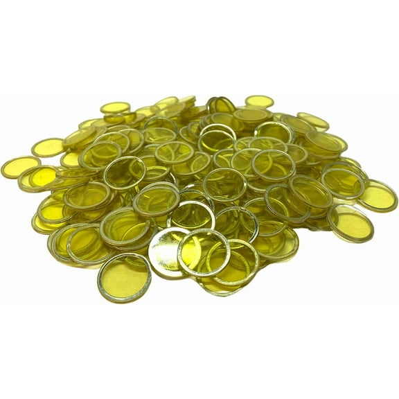 MR CHIPS ¾ inch Plastic Magnetic Bingo Chips with Metal Ring, 200 Chips, Yellow, All Ages