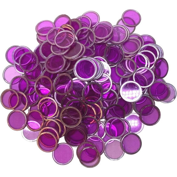 MR CHIPS ¾ inch Plastic Magnetic Bingo Chips with Metal Ring, 300 Chips, Purple, All Ages