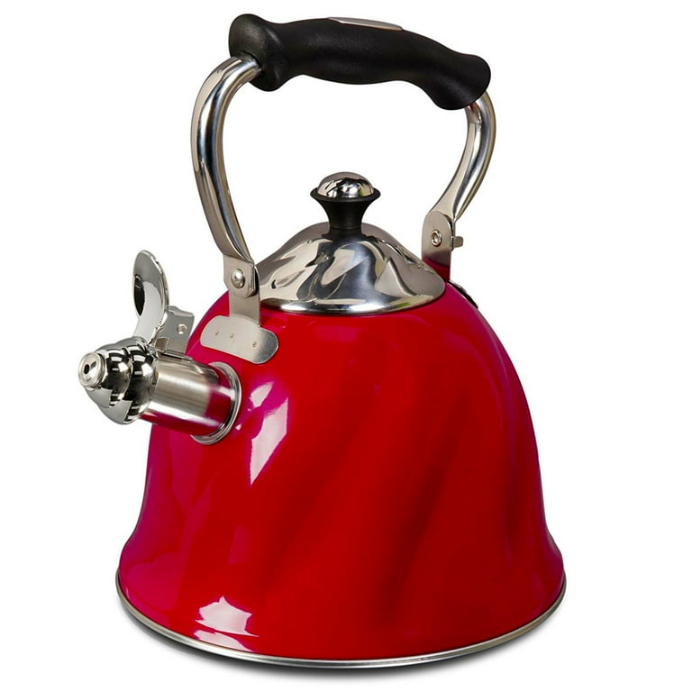 Mr. Coffee Alderton 2.3 Quart Stainless Steel Tea Kettle with Lid Red Finish Walmart