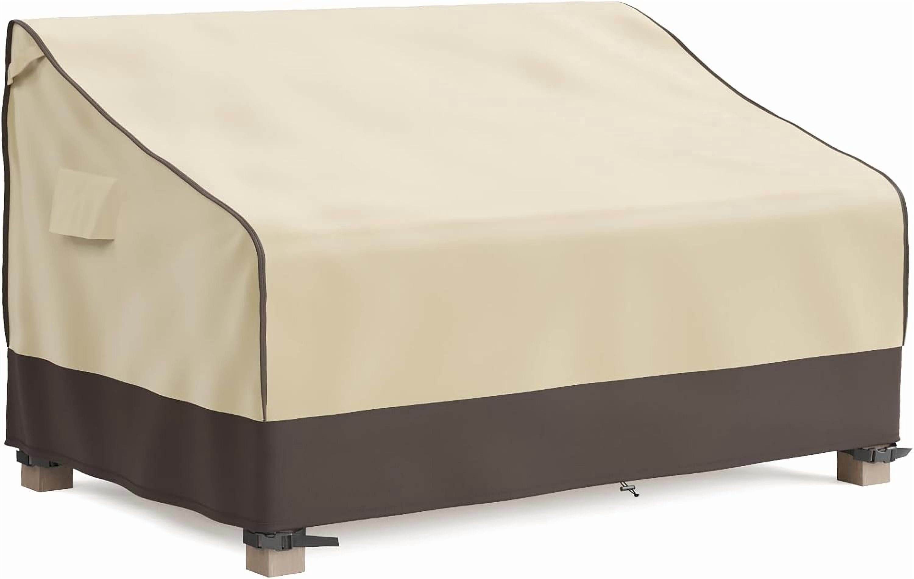 MR. COVER Outdoor Couch Cover Waterproof, Patio Furniture Covers for 2-Seater Couch, Heavy Duty Patio Sofa Cover Fits up to 60"W x 35"D x 35"H, Moisture-proof & UV-protection, Brown & Khaki