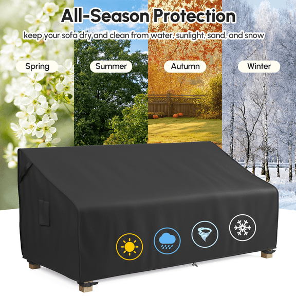MR. COVER Outdoor Sofa Cover Waterproof, Patio Furniture Covers for 2-Seater Couch, 420D Heavy Duty Patio Sofa Cover, Wind & Snow Resistant, 72"W x 32"D x 35"H, Black