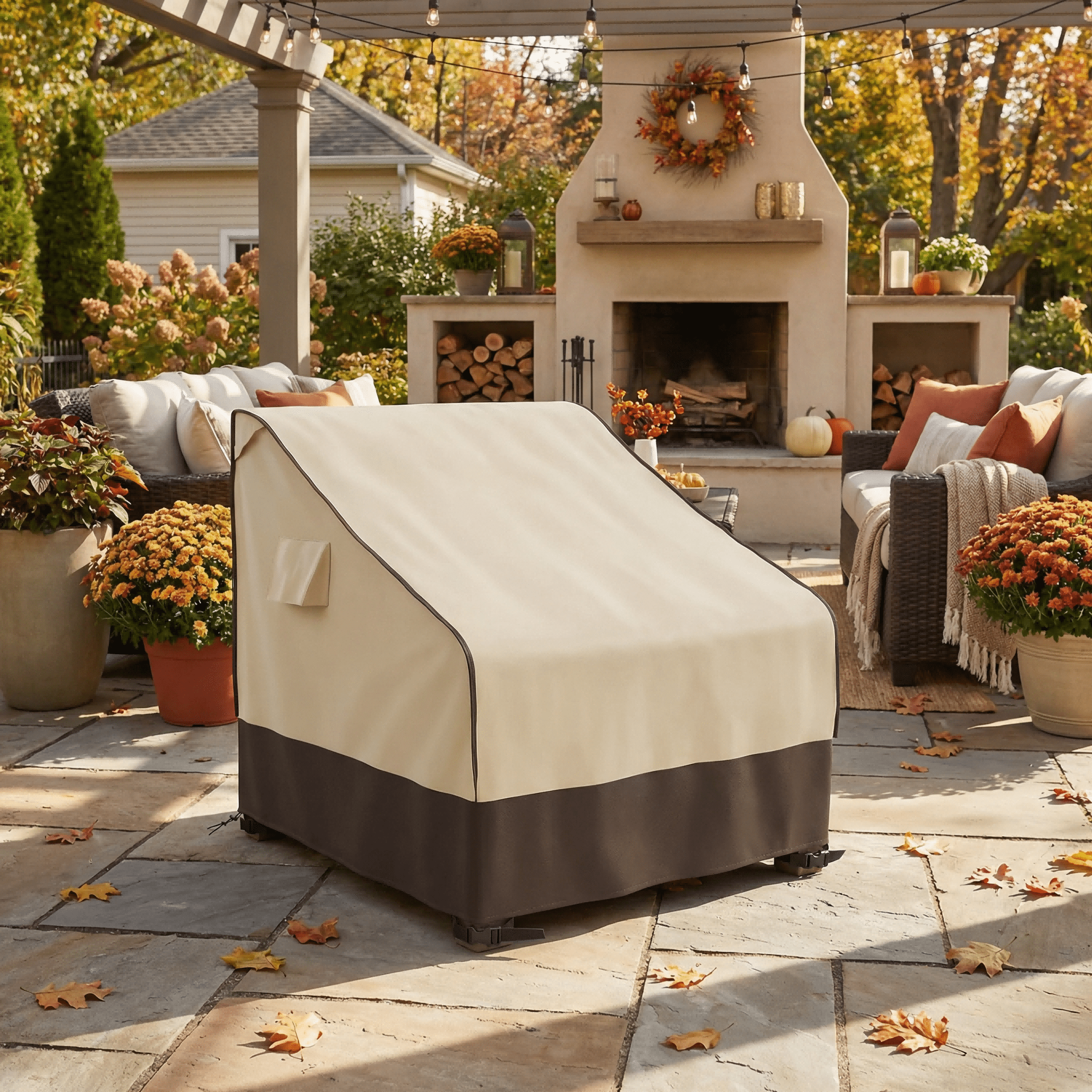 MR. COVER Patio Chair Cover Waterproof, UV Resistant Outdoor Lawn Patio Furniture Protective Cover, Heavy Duty Oxford Cloth Windproof Garden Lounge Deep Seat Cover Fits up to 33"W x 40"D x 35"H